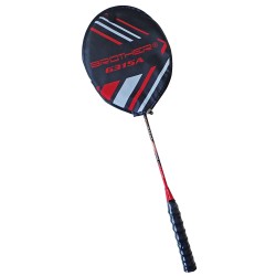 Badmintonová pálka s ALU rámem a pouzdrem červenočerná G315A